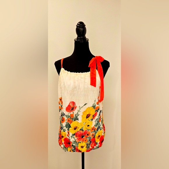 Wrapper Tops - Wrapper Floral Print Tie-Shoulder Top, Size L